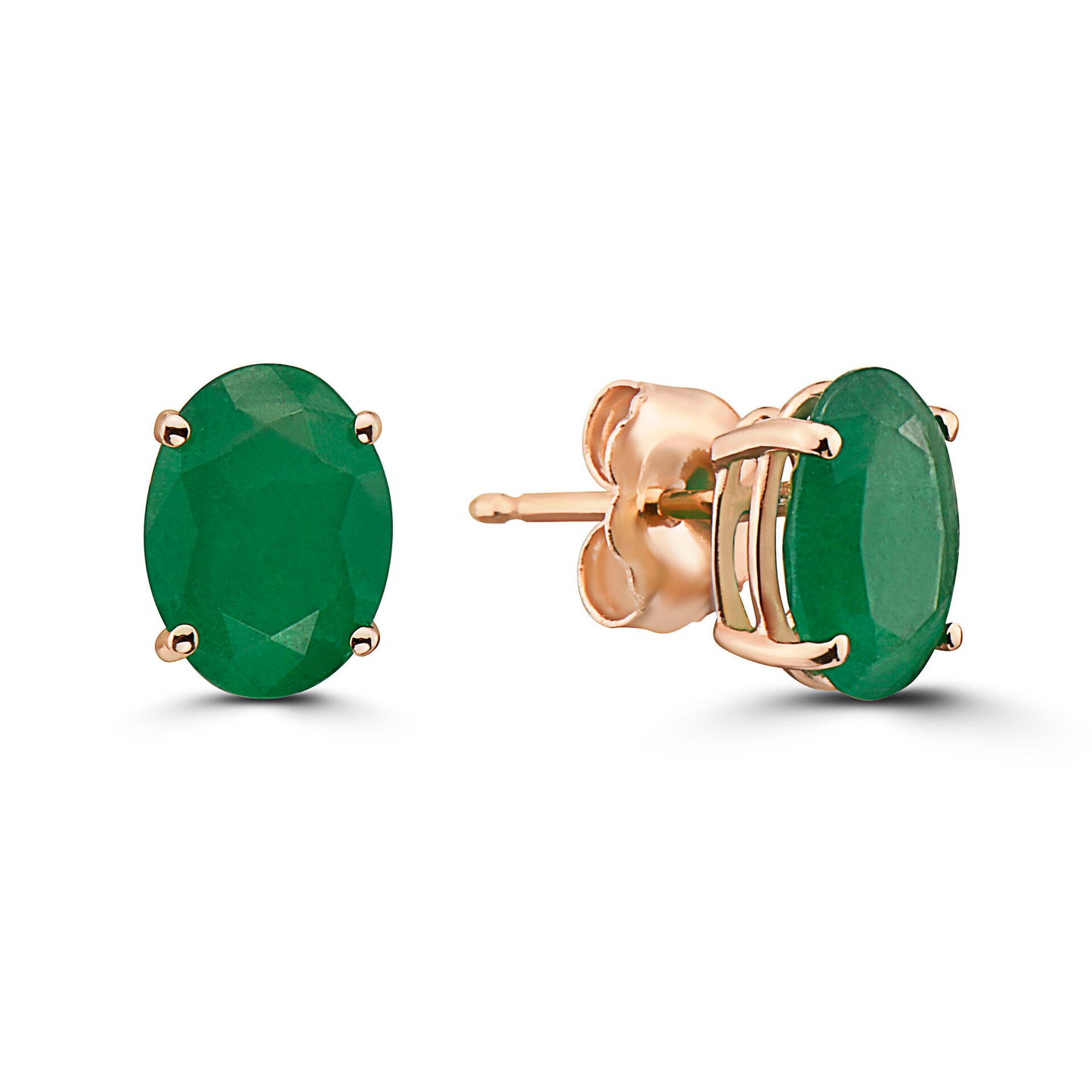 2 cts Green Emerald Earrings in 14K Rose Gold by Birthstone - BirthStone.com