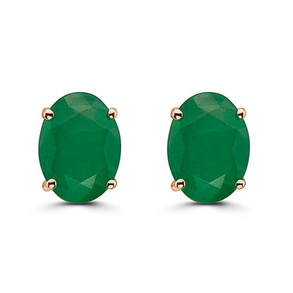 2 cts Green Emerald Earrings in 14K Rose Gold by Birthstone - BirthStone.com