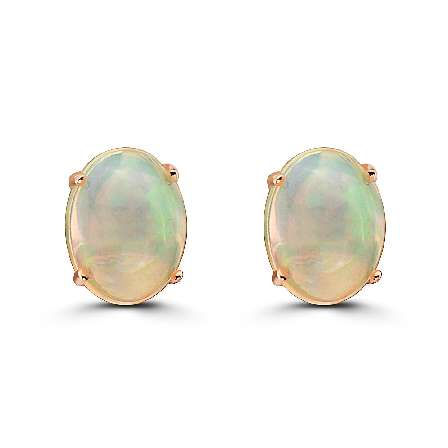 5/8 cts Multi-Color Opal Earrings in 14K Rose Gold by Birthstone - BirthStone.com