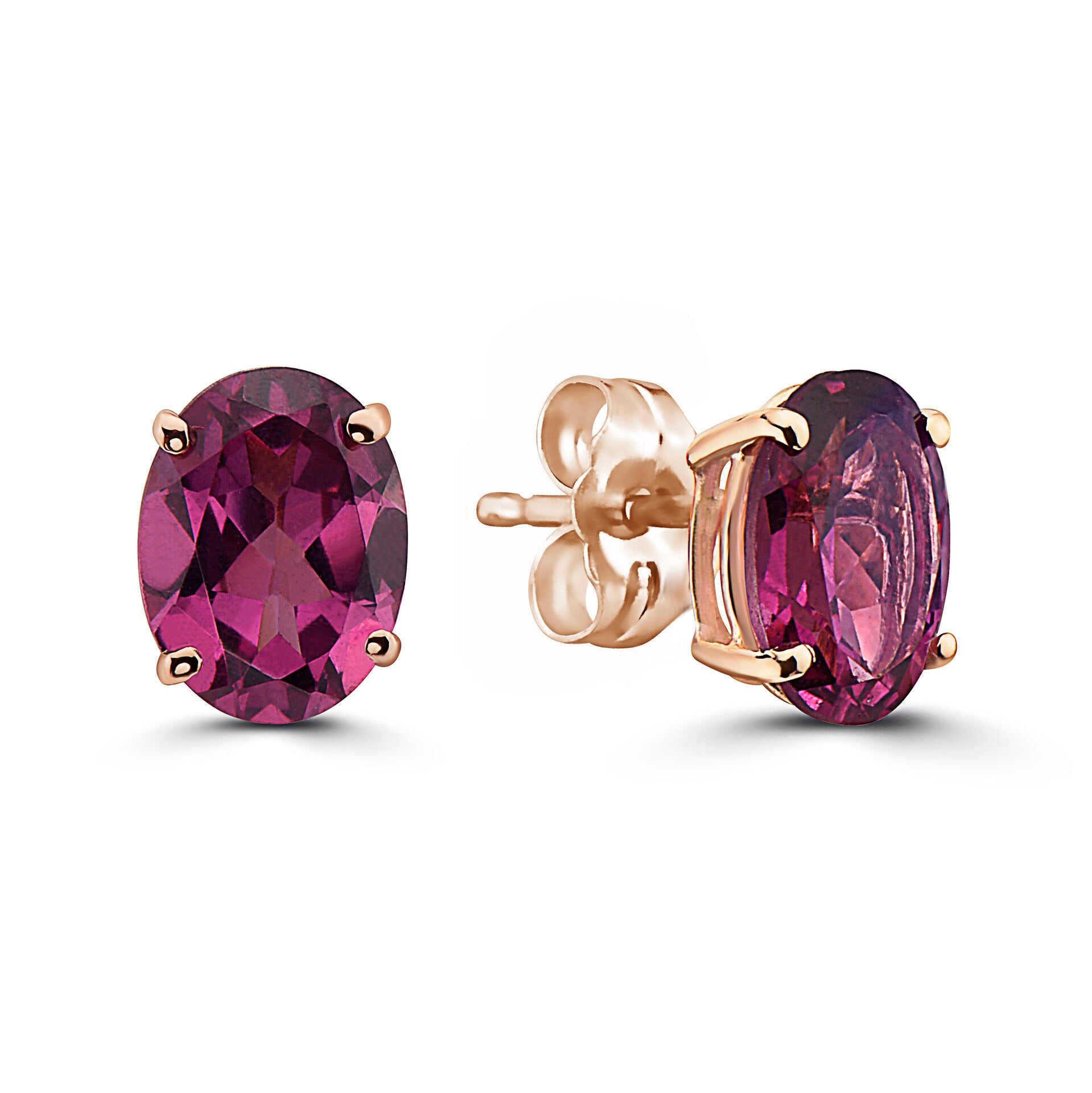 1 1/3 cts Red Rhodolite Garnet Earrings in 14K Rose Gold by Birthstone - BirthStone.com