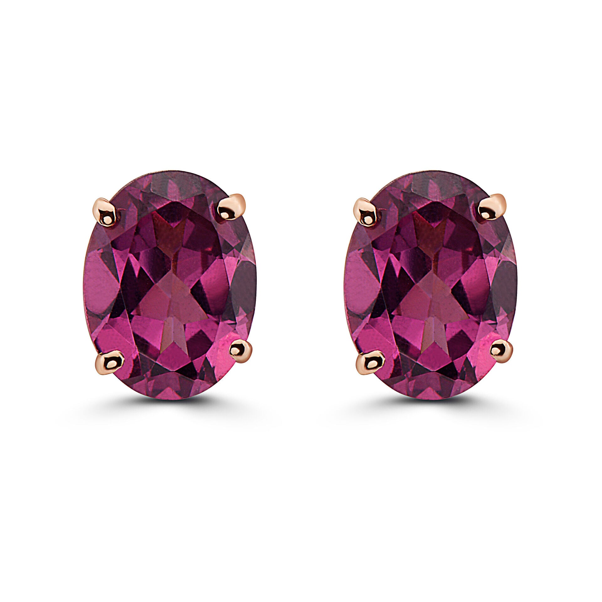 1 1/3 cts Red Rhodolite Garnet Earrings in 14K Rose Gold by Birthstone - BirthStone.com