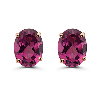 1 1/3 cts Red Rhodolite Garnet Earrings in 14K Rose Gold by Birthstone - BirthStone.com