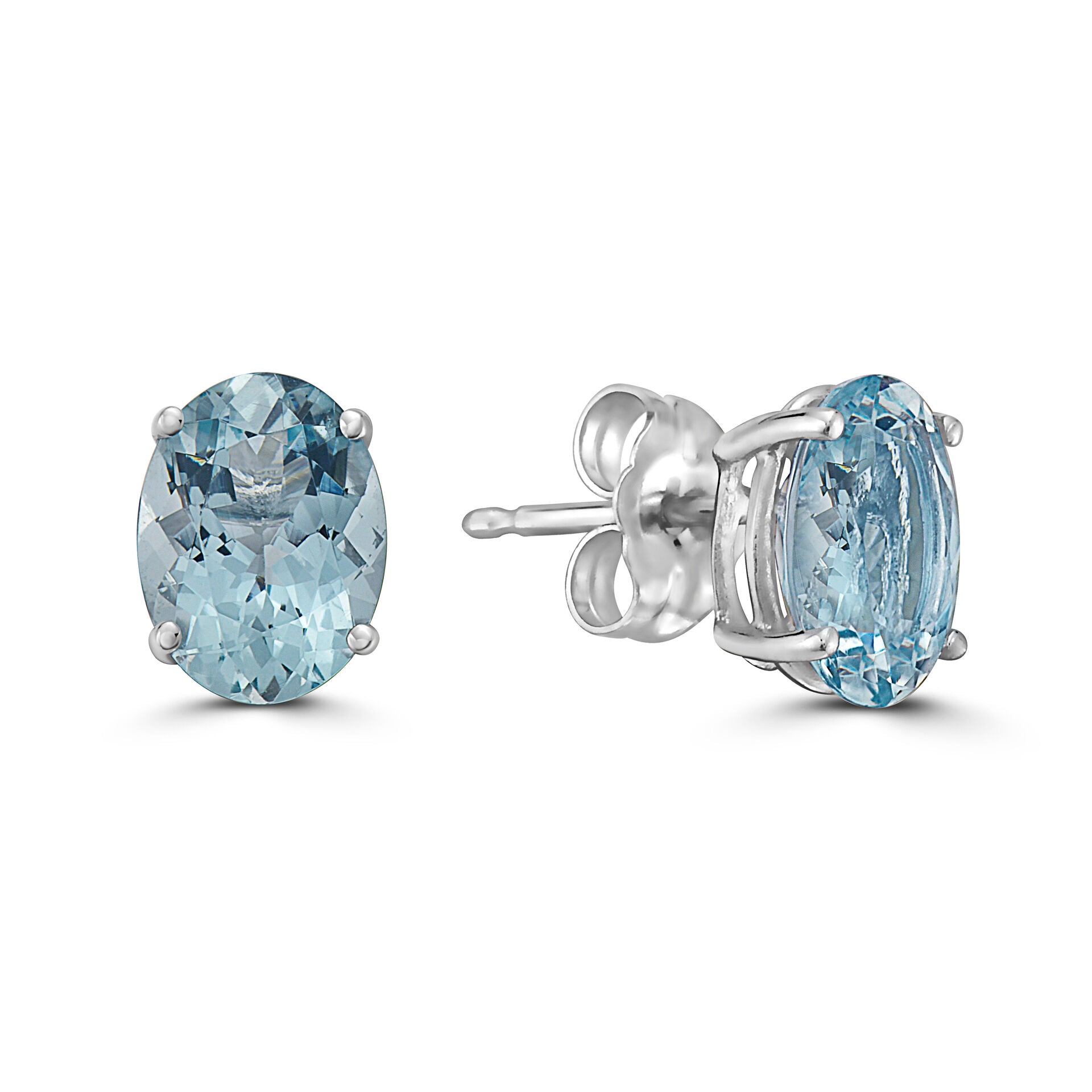 1 cts Blue Aquamarine Earrings in 14K White Gold by Birthstone - BirthStone.com