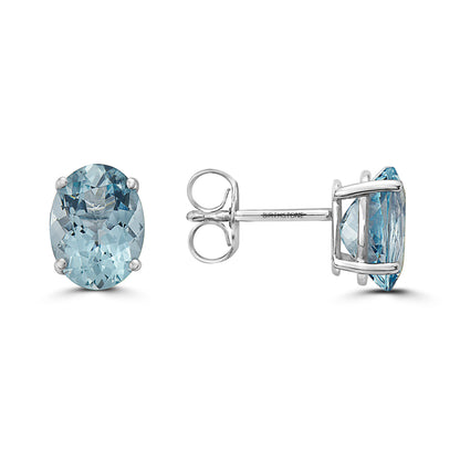 1 cts Blue Aquamarine Earrings in 14K White Gold by Birthstone - BirthStone.com