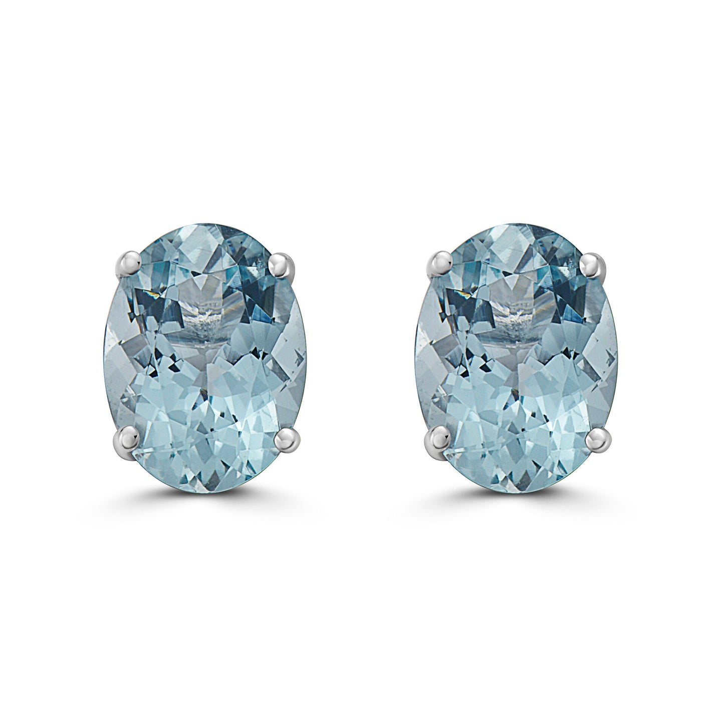 1 cts Blue Aquamarine Earrings in 14K White Gold by Birthstone - BirthStone.com