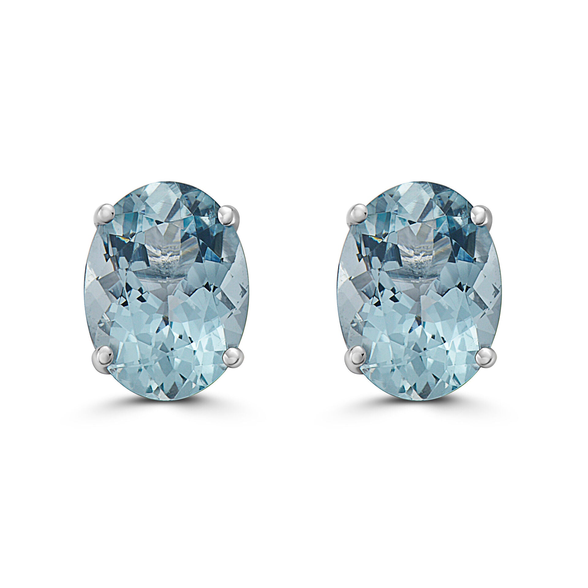 1 cts Blue Aquamarine Earrings in 14K White Gold by Birthstone - BirthStone.com