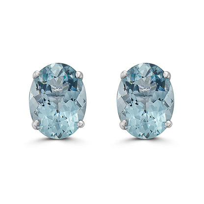 1 cts Blue Aquamarine Earrings in 14K White Gold by Birthstone - BirthStone.com