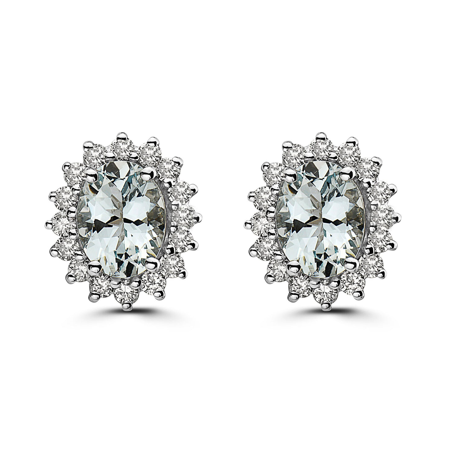 2 cts Green Green Amethyst (Prasiolite) Quartz Earrings in 14K White Gold by Birthstone - BirthStone.com