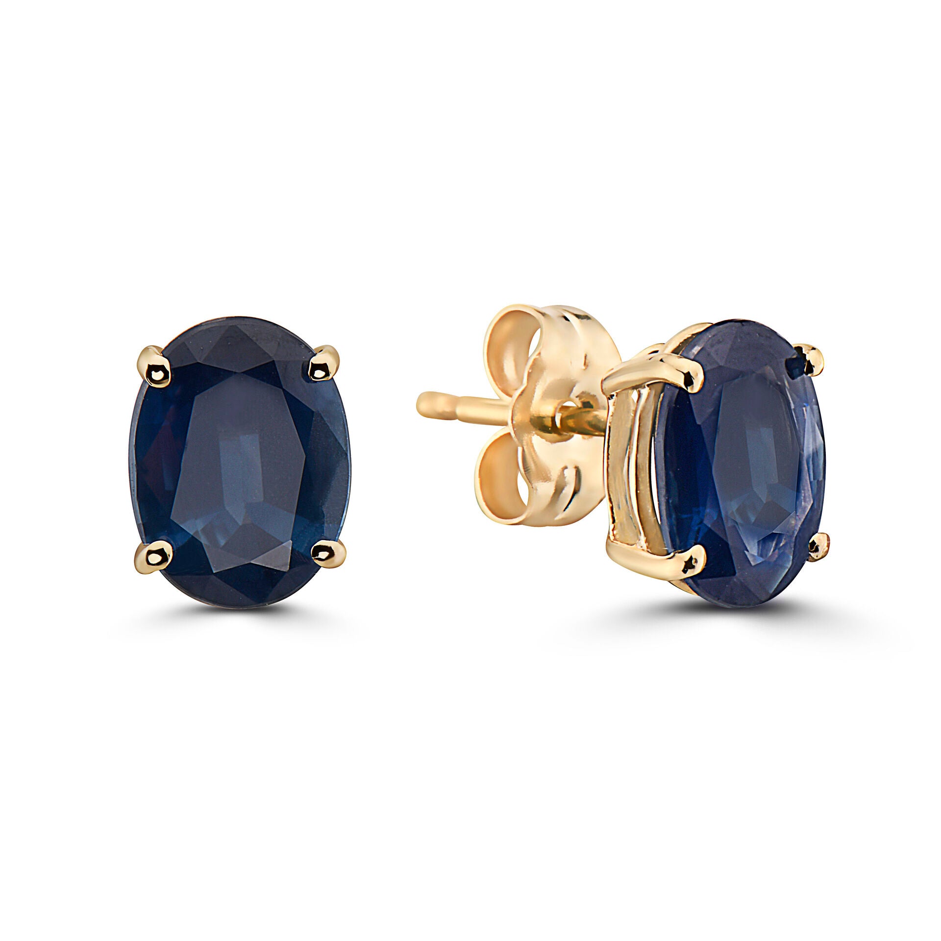 2 1/2 cts Blue Sapphire Earrings in 14K Yellow Gold by Birthstone - BirthStone.com