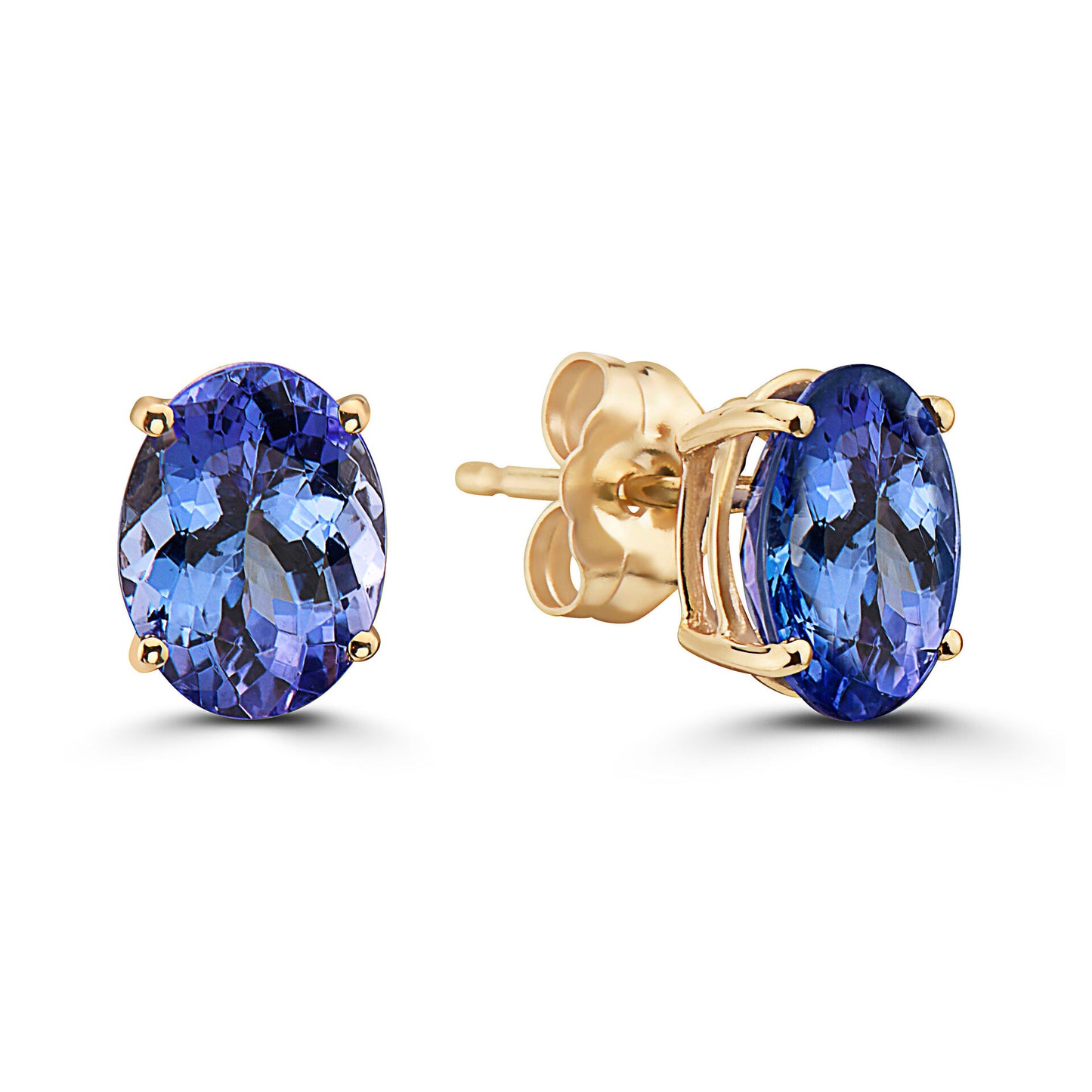 1 cts Blue Tanzanite Earrings in 14K Yellow Gold by Birthstone - BirthStone.com