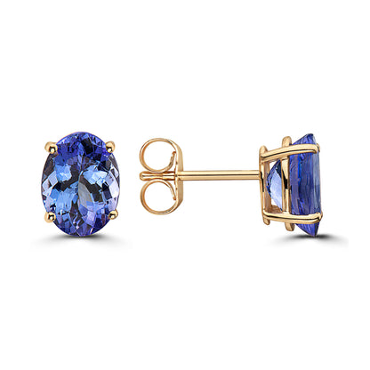 1 cts Blue Tanzanite Earrings in 14K Yellow Gold by Birthstone - BirthStone.com