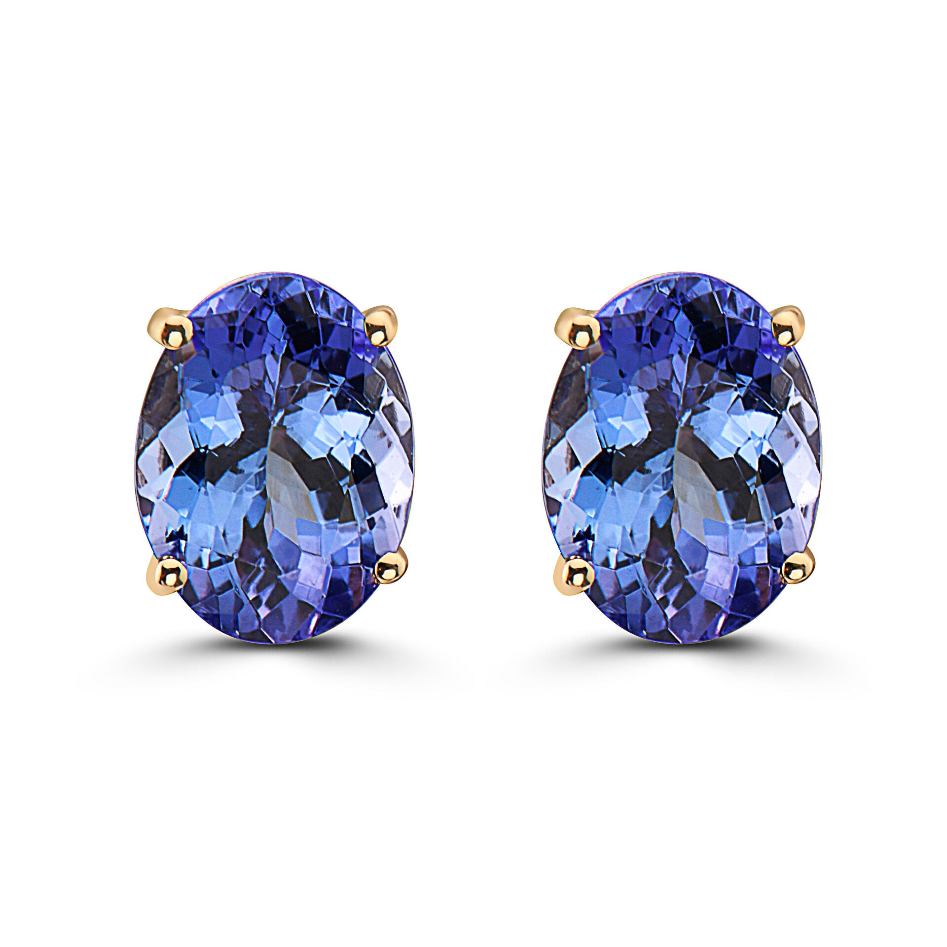 1 cts Blue Tanzanite Earrings in 14K Yellow Gold by Birthstone - BirthStone.com