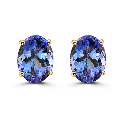 1 cts Blue Tanzanite Earrings in 14K Yellow Gold by Birthstone - BirthStone.com