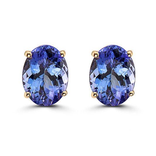 1 cts Blue Tanzanite Earrings in 14K Yellow Gold by Birthstone - BirthStone.com