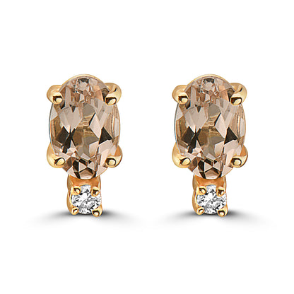 5/8 cts Pink Morganite and Diamond Earrings in 14K Yellow Gold by Birthstone - BirthStone.com