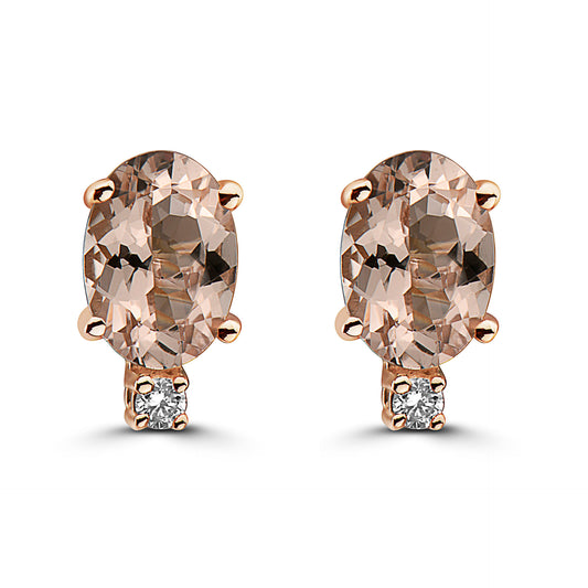 1/2 cts Pink Morganite and Diamond Earrings in 14K Rose Gold by Birthstone - BirthStone.com