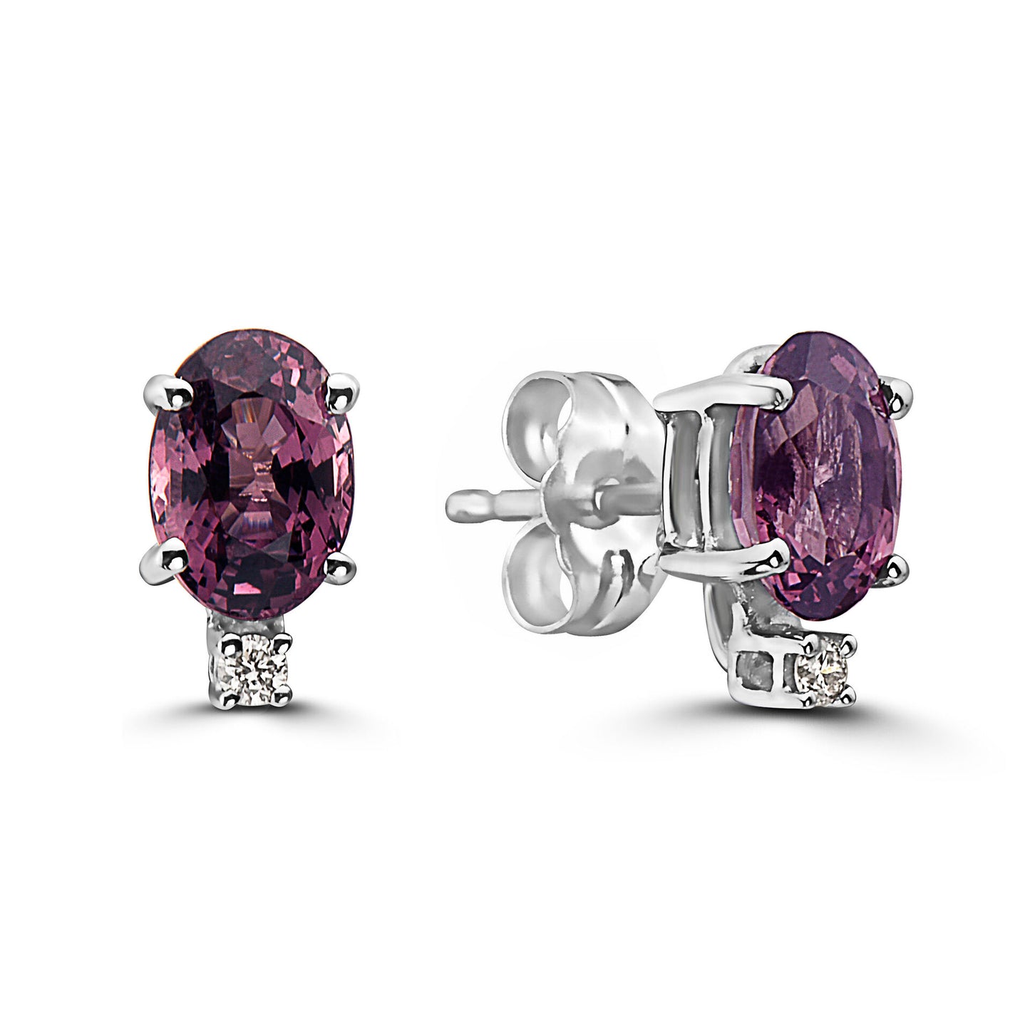 1 2/3 cts Purple Spinel and Diamond Earrings in 14K White Gold by Birthstone - BirthStone.com