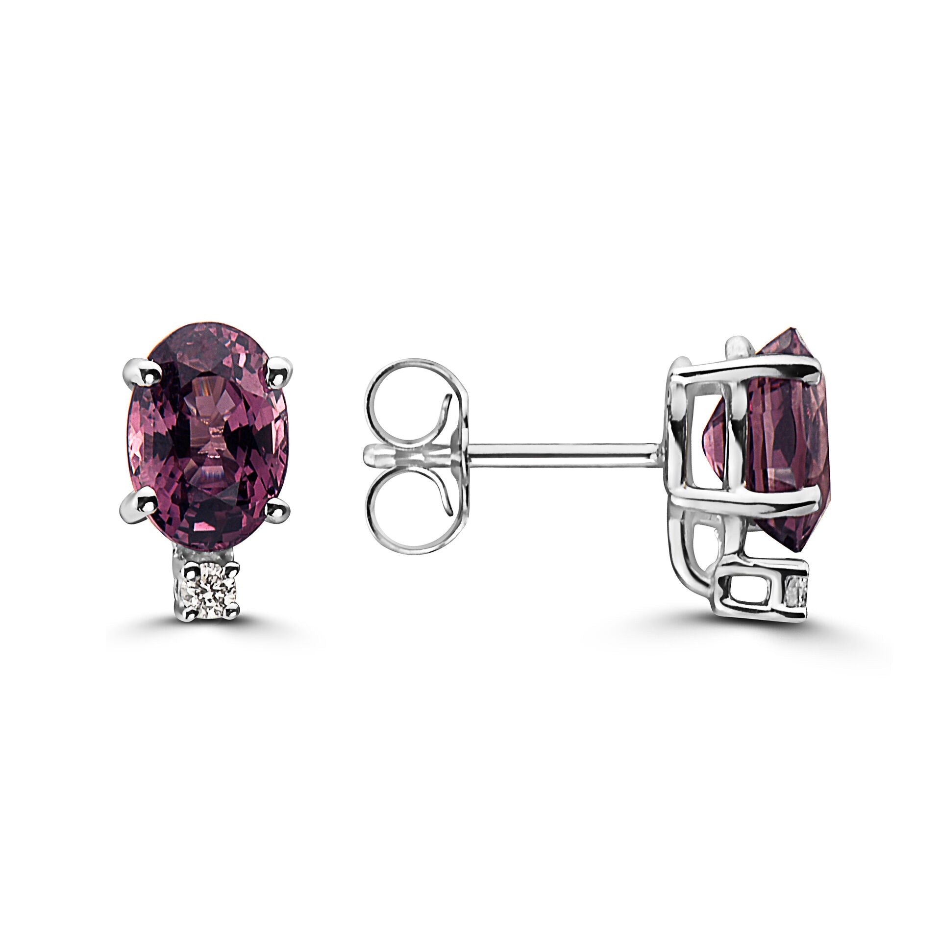 1 2/3 cts Purple Spinel and Diamond Earrings in 14K White Gold by Birthstone - BirthStone.com