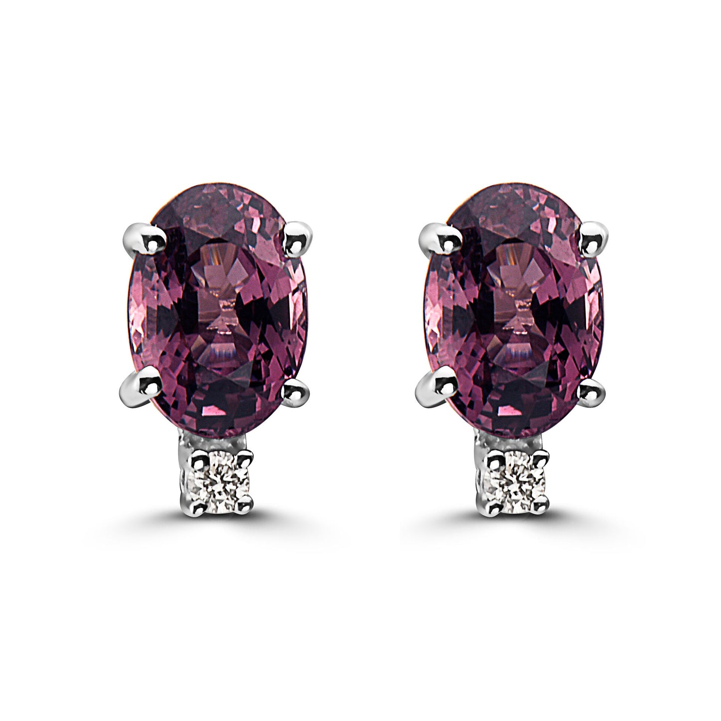 1 2/3 cts Purple Spinel and Diamond Earrings in 14K White Gold by Birthstone - BirthStone.com