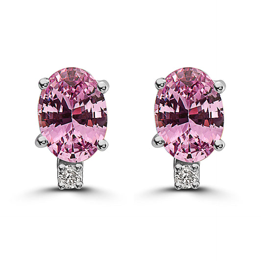 1 1/2 cts Pink Sapphire and Diamond Earrings in 14K White Gold by Birthstone - BirthStone.com