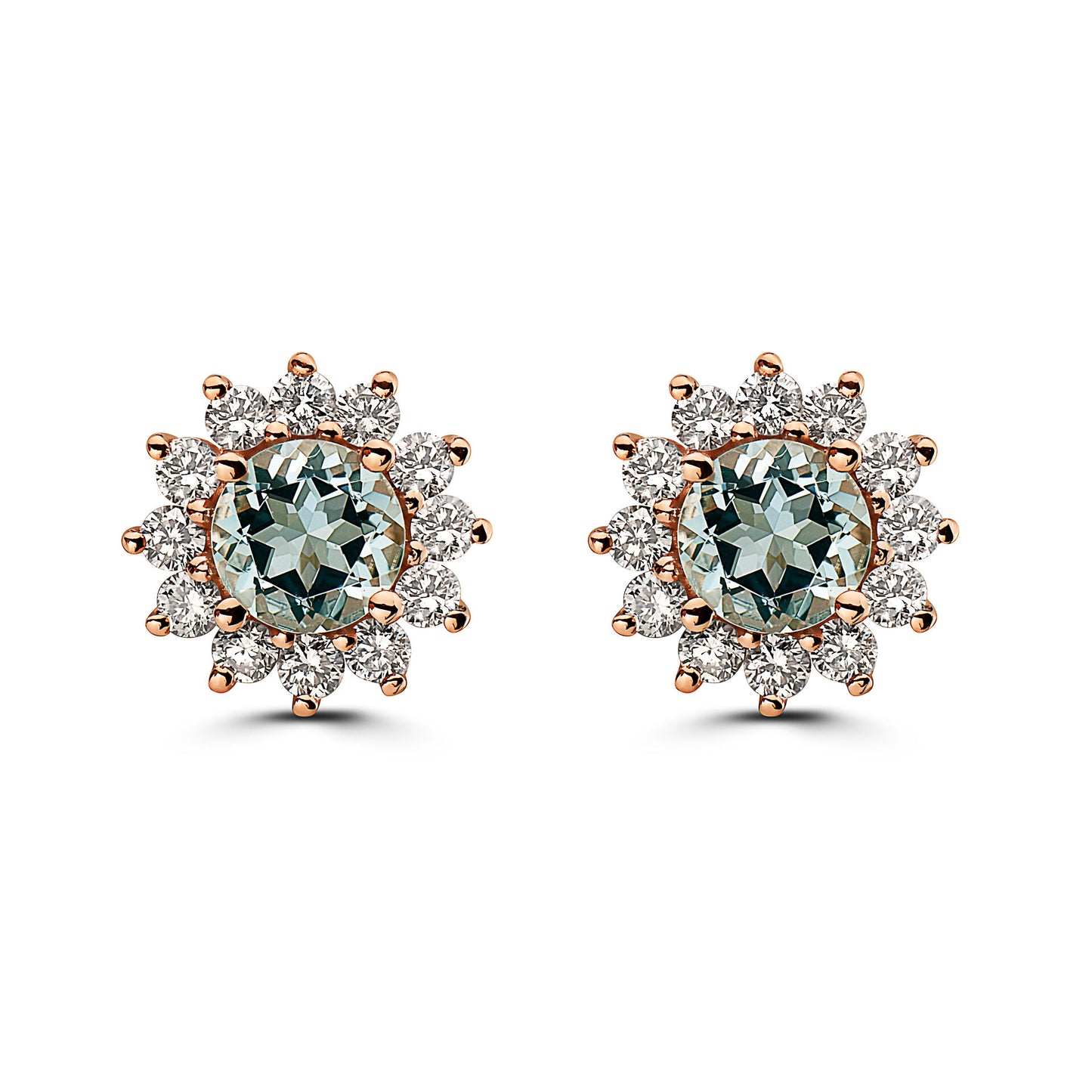 1 5/8 cts Blue Aquamarine and Diamond Earrings in 14K White Gold by Birthstone - BirthStone.com