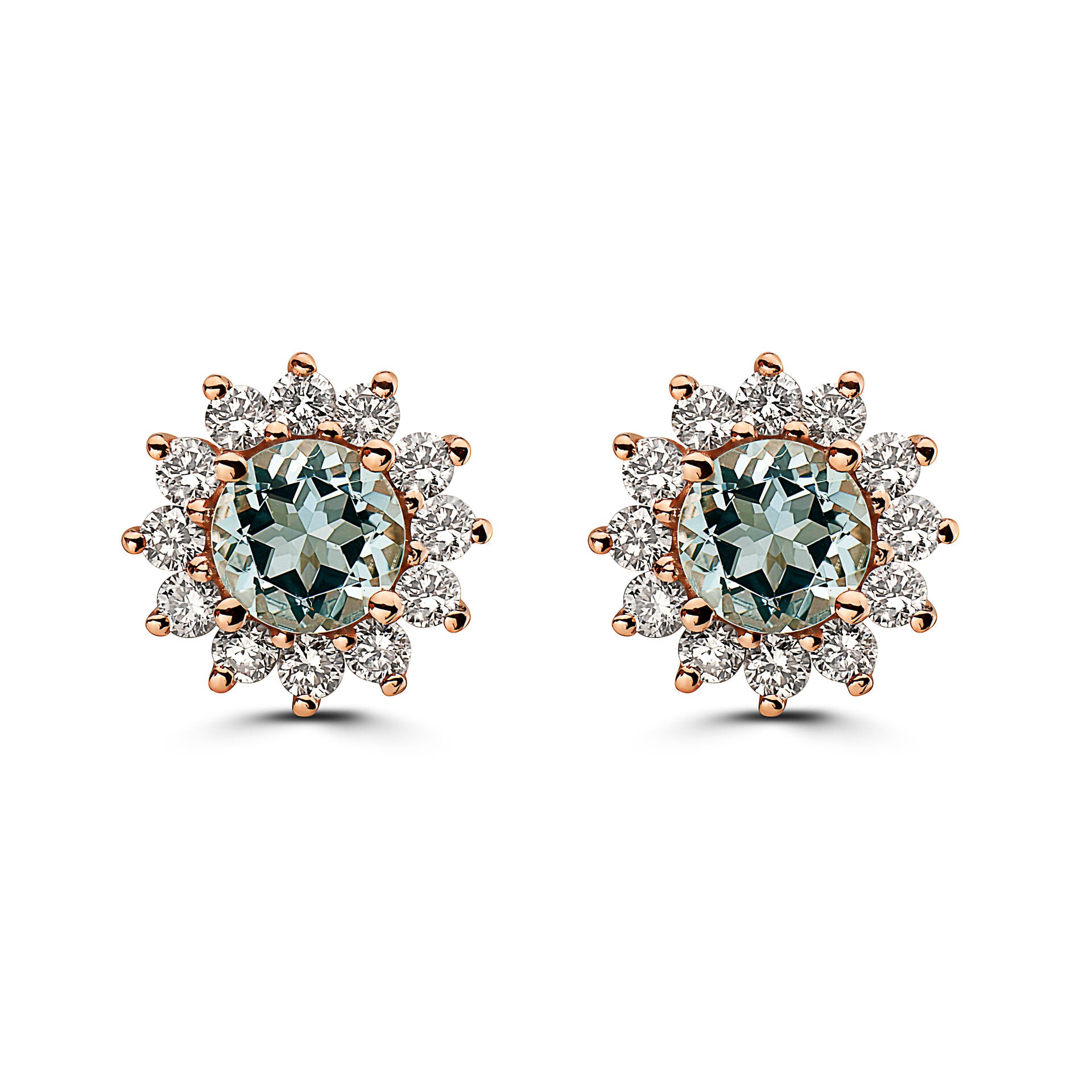 1 5/8 cts Blue Aquamarine and Diamond Earrings in 14K White Gold by Birthstone - BirthStone.com