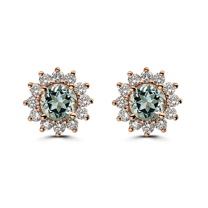 1 5/8 cts Blue Aquamarine and Diamond Earrings in 14K White Gold by Birthstone - BirthStone.com