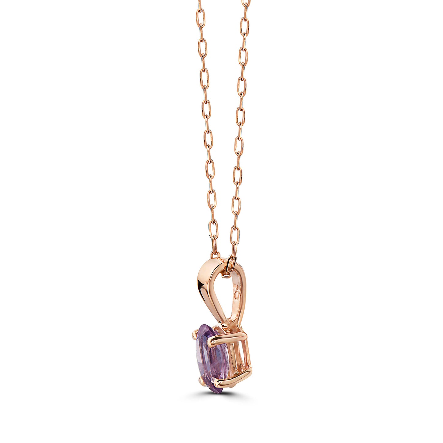 1/3 cts Purple Amethyst Necklace in 14K Rose Gold by Birthstone - BirthStone.com