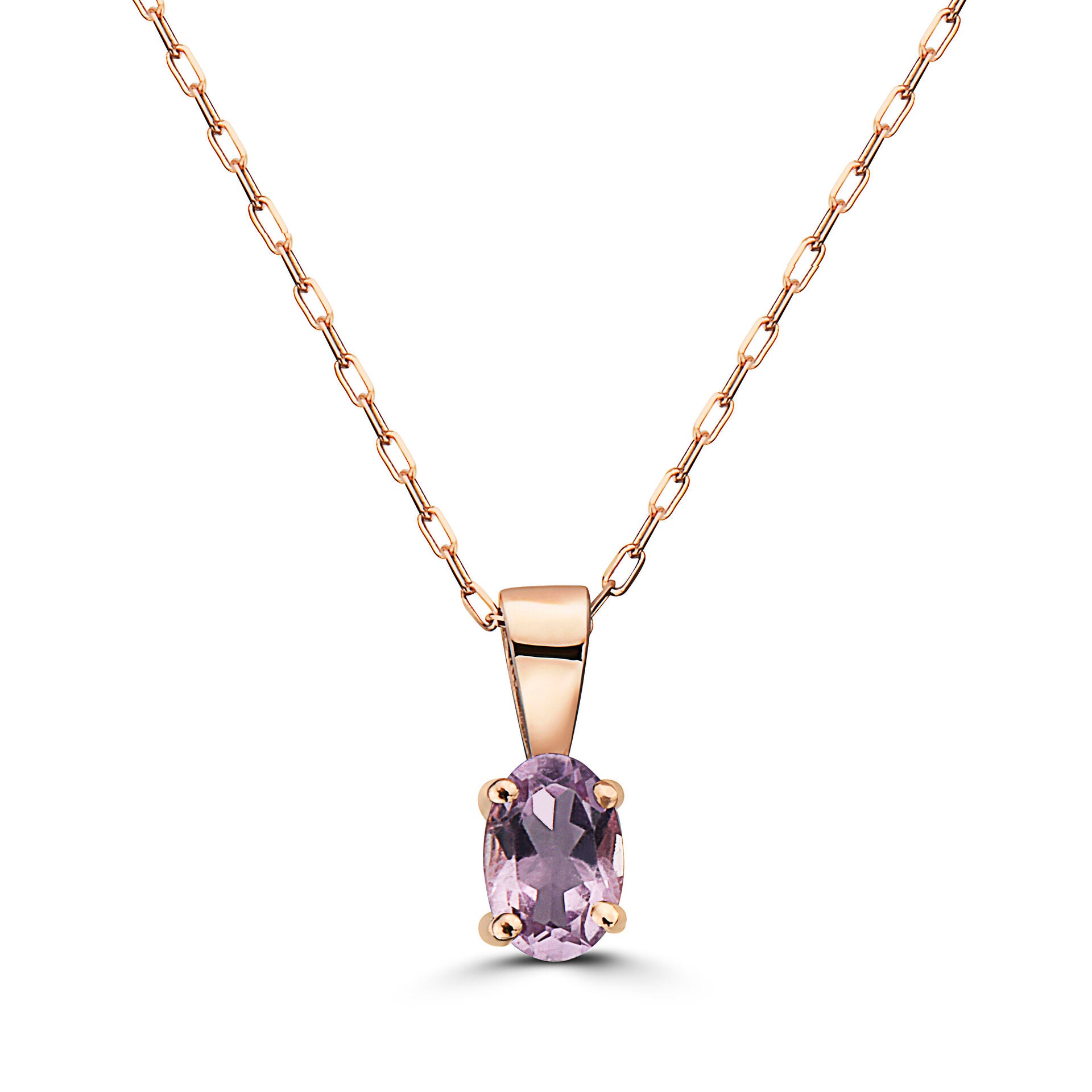 1/3 cts Purple Amethyst Necklace in 14K Rose Gold by Birthstone - BirthStone.com