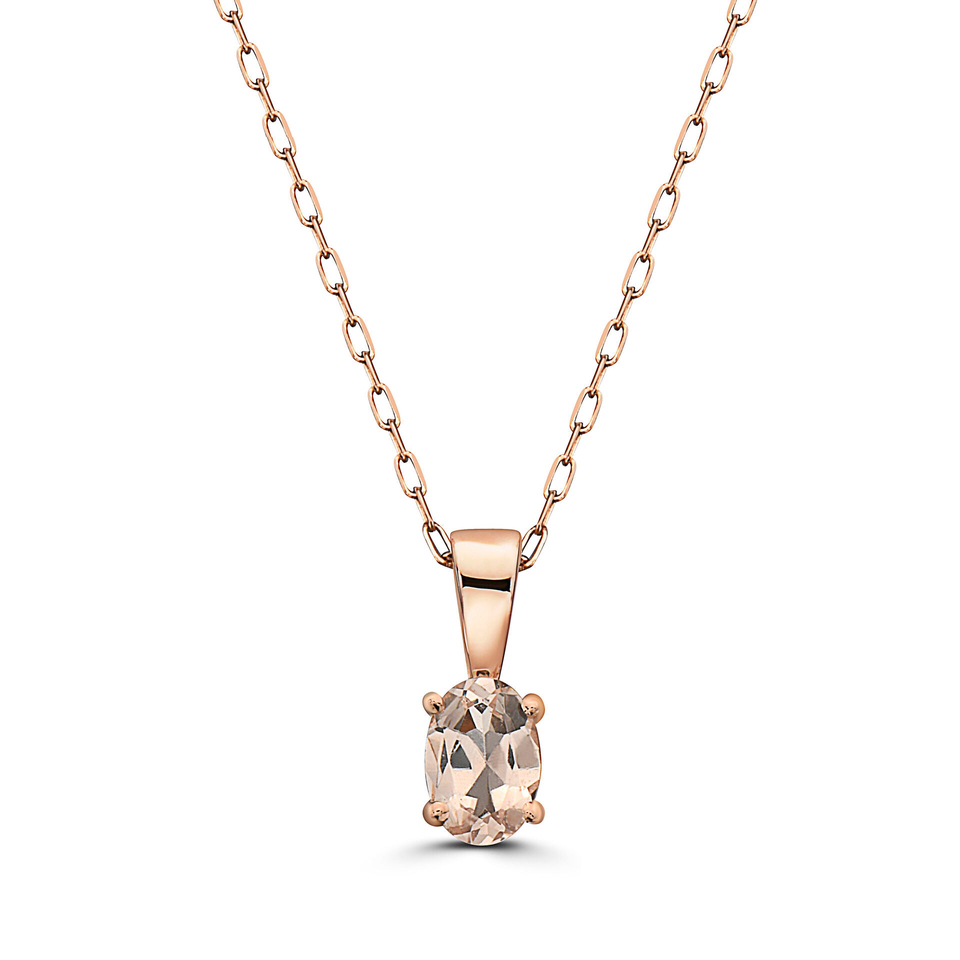 1/4 cts Pink Morganite Necklace in 14K Rose Gold by Birthstone - BirthStone.com