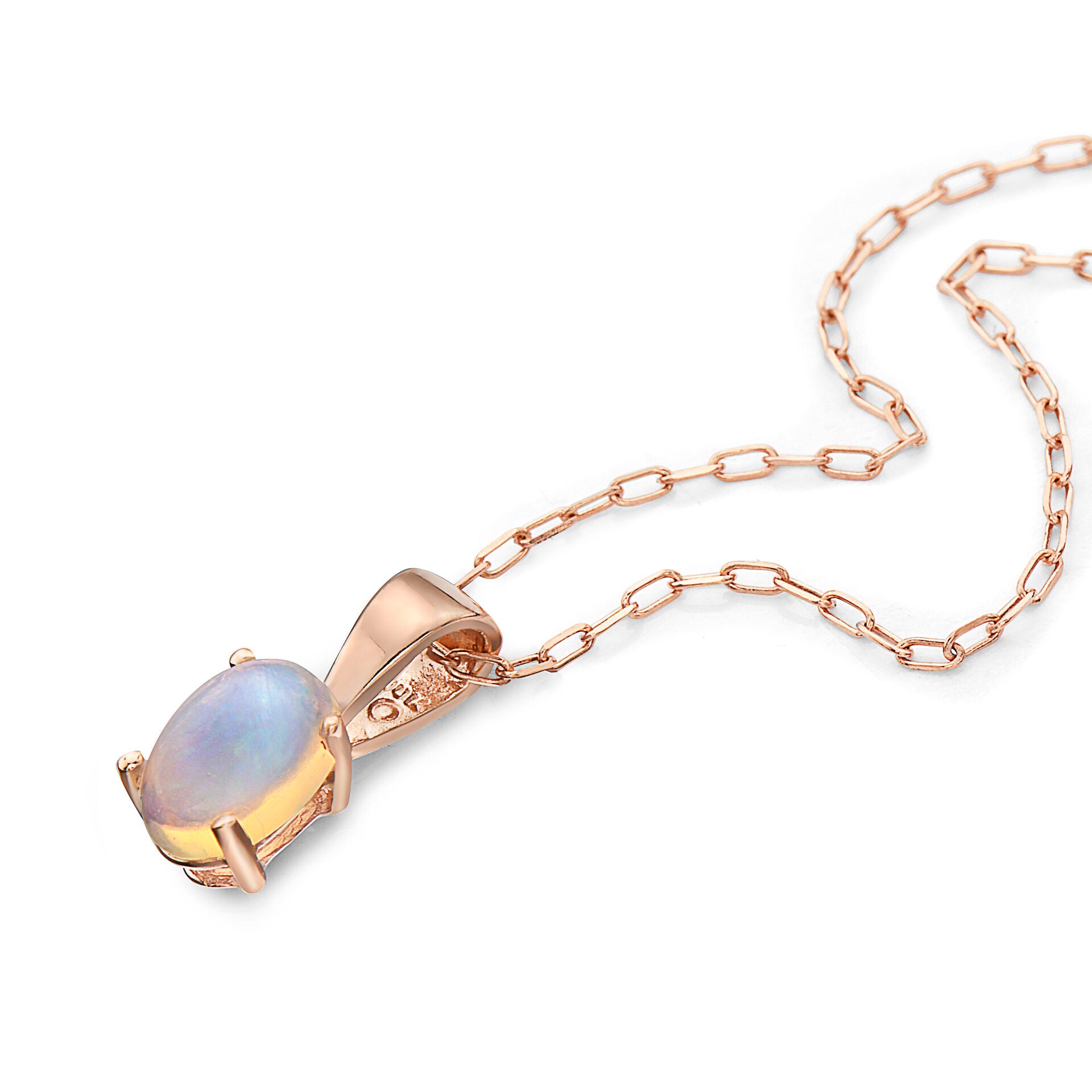 1/4 cts Multi-Color Opal Necklace in 14K Rose Gold by Birthstone - BirthStone.com