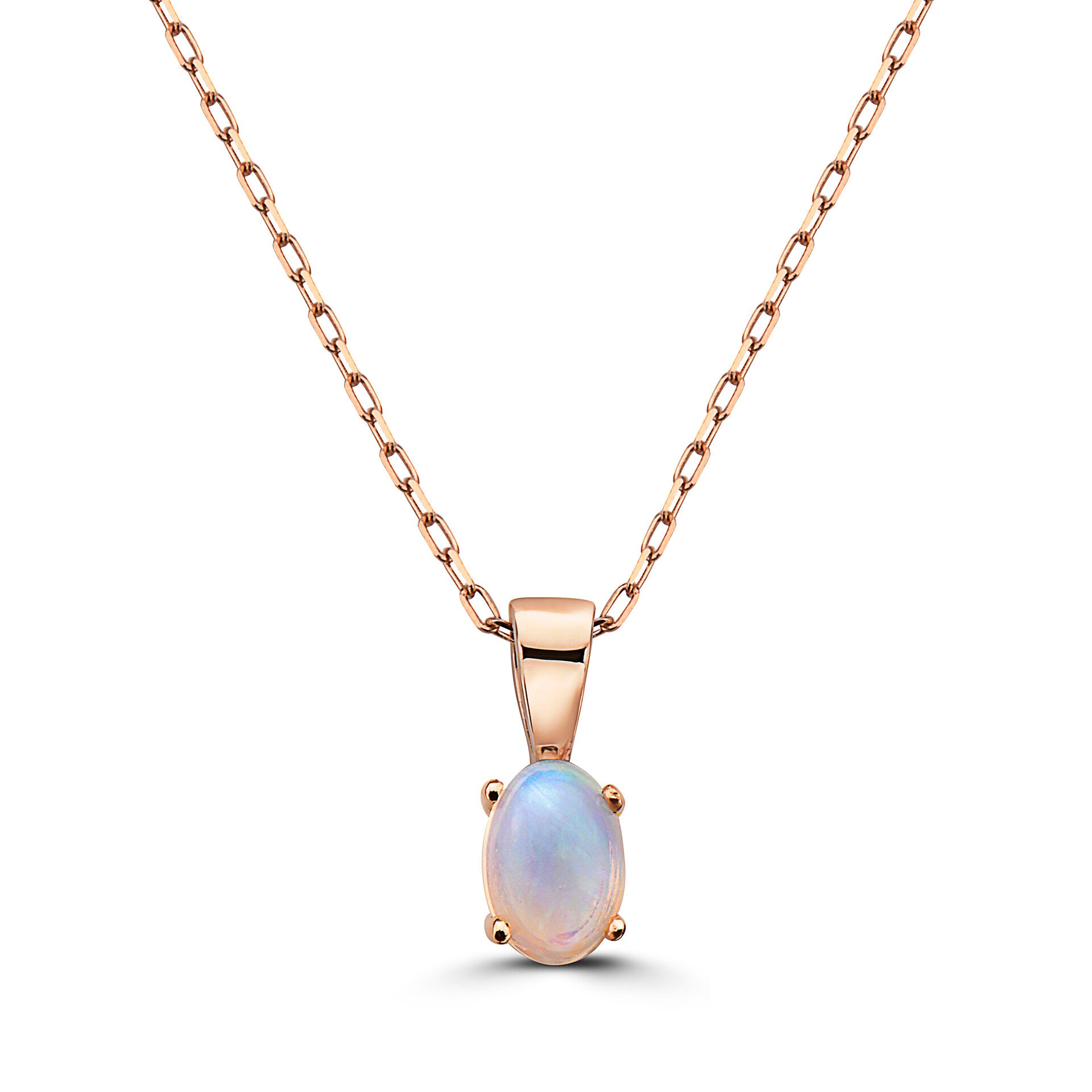 1/4 cts Multi-Color Opal Necklace in 14K Rose Gold by Birthstone - BirthStone.com