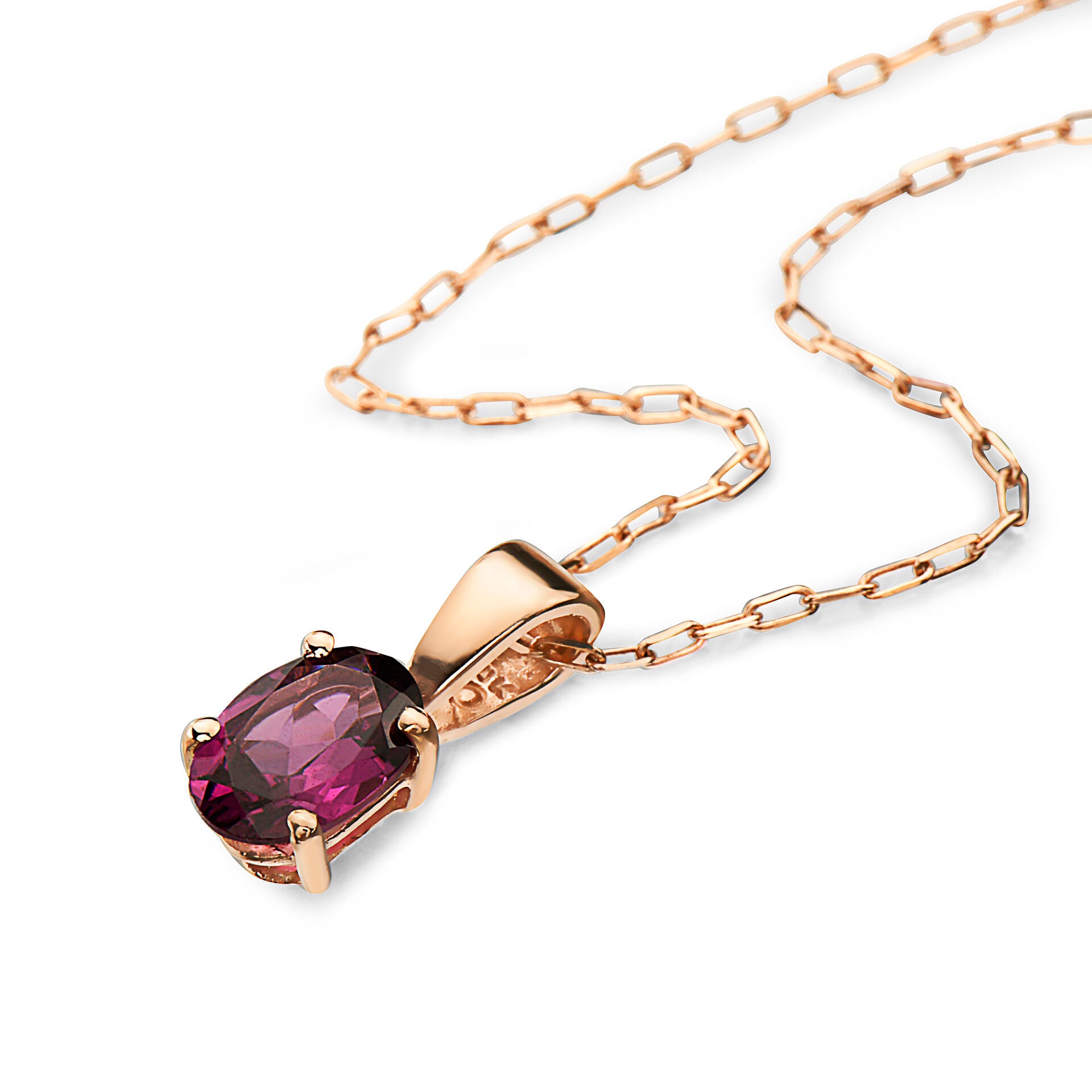 1/2 cts Red Rhodolite Garnet Necklace in 14K Rose Gold by Birthstone - BirthStone.com