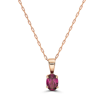 1/2 cts Red Rhodolite Garnet Necklace in 14K Rose Gold by Birthstone - BirthStone.com