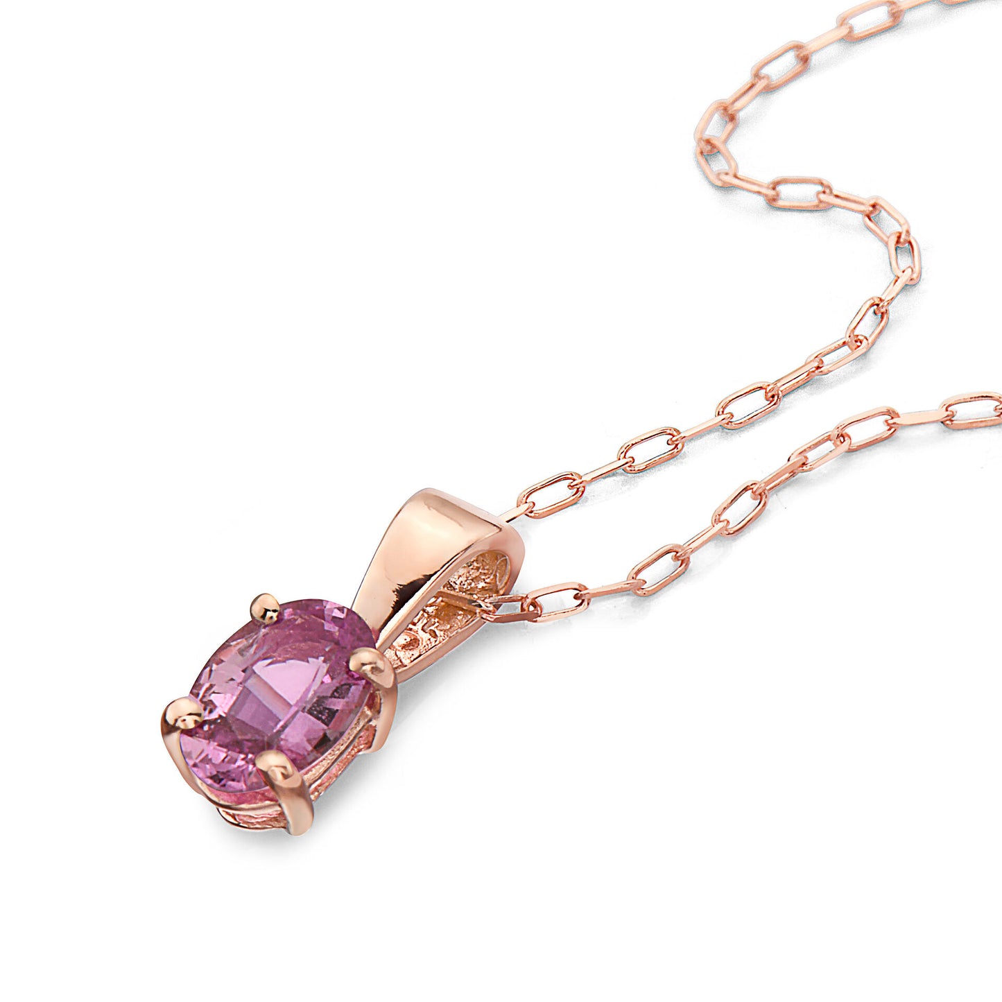 3/8 cts Pink Sapphire Necklace in 14K Rose Gold by Birthstone - BirthStone.com