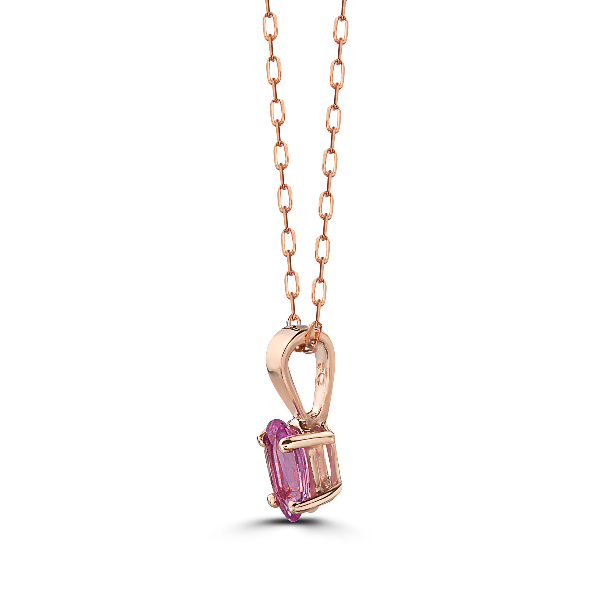 3/8 cts Pink Sapphire Necklace in 14K Rose Gold by Birthstone - BirthStone.com