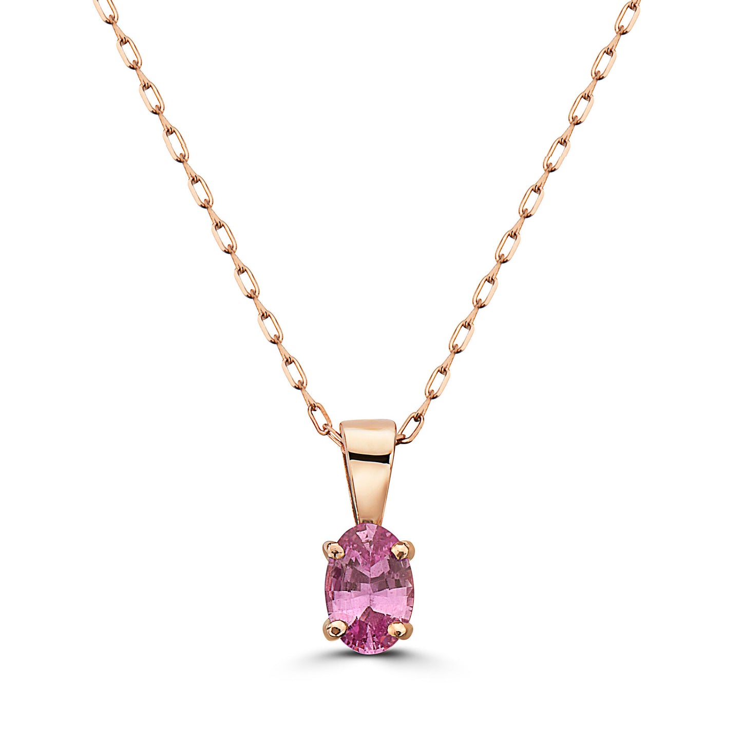 3/8 cts Pink Sapphire Necklace in 14K Rose Gold by Birthstone - BirthStone.com