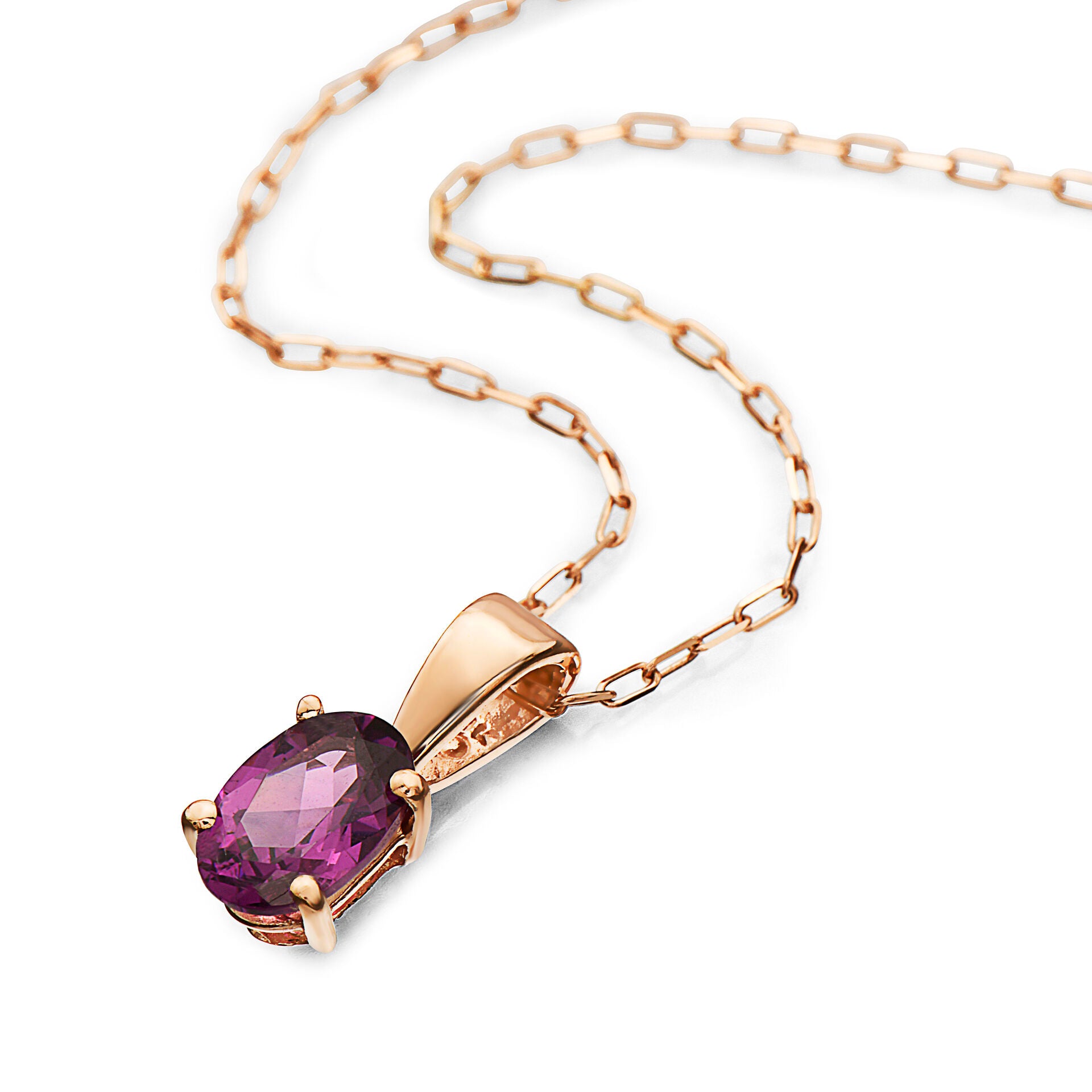 1/2 cts Red Rhodolite Garnet Necklace in 14K Rose Gold by Birthstone - BirthStone.com