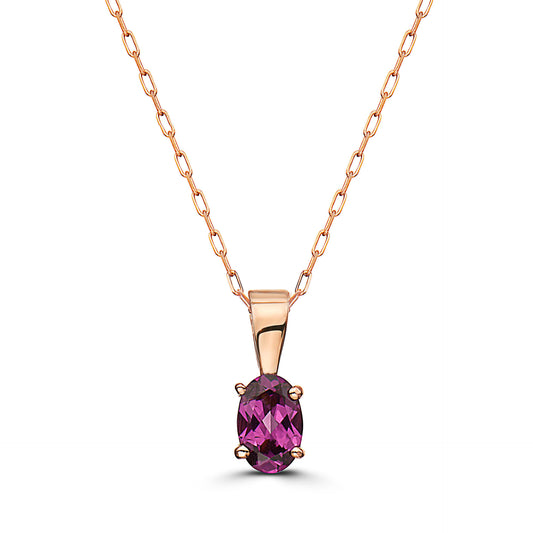 1/2 cts Red Rhodolite Garnet Necklace in 14K Rose Gold by Birthstone - BirthStone.com