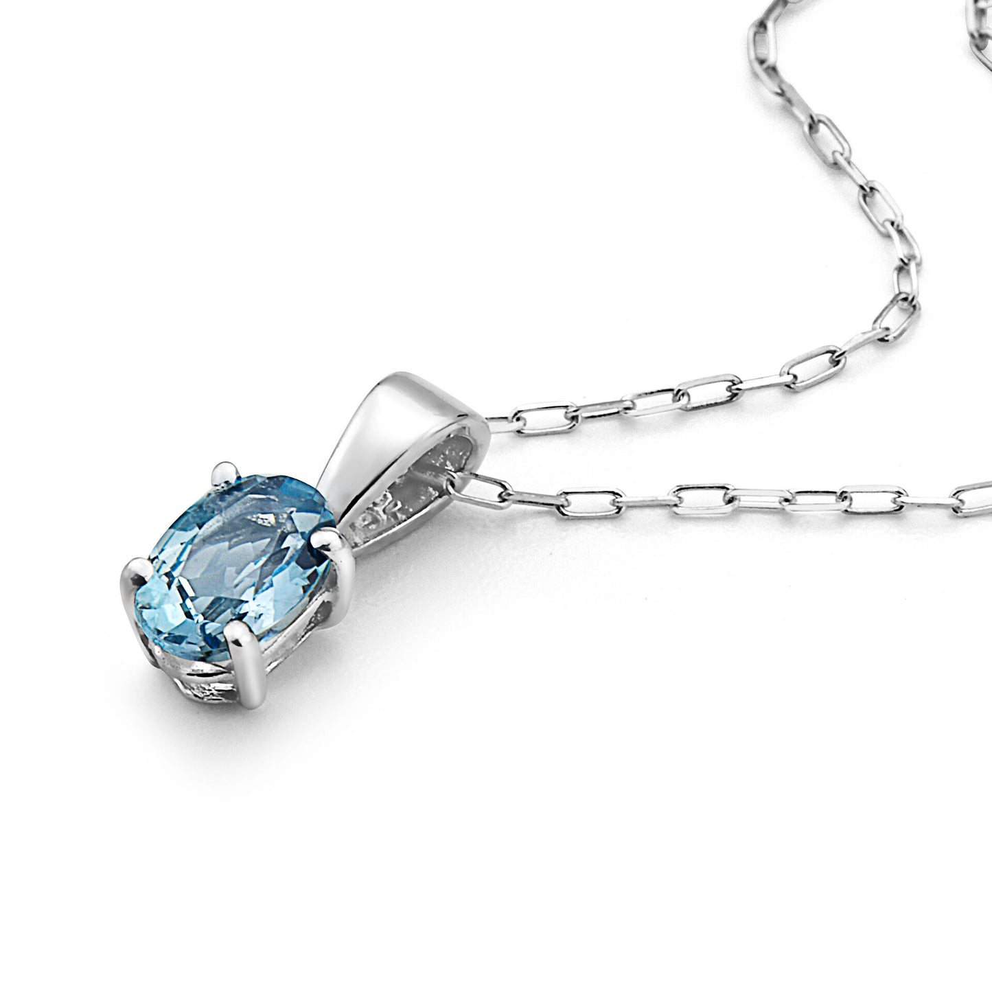 1/3 cts Blue Aquamarine Necklace in 14K White Gold by Birthstone - BirthStone.com