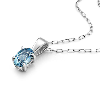 1/3 cts Blue Aquamarine Necklace in 14K White Gold by Birthstone - BirthStone.com