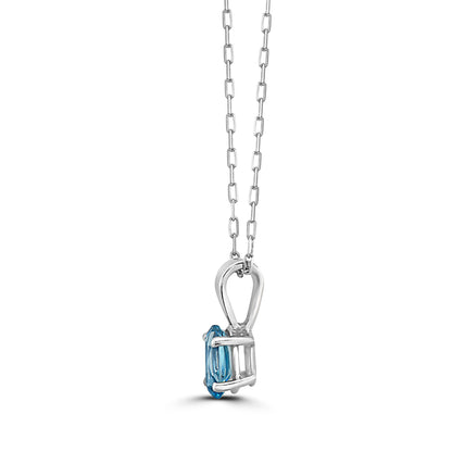 1/3 cts Blue Aquamarine Necklace in 14K White Gold by Birthstone - BirthStone.com