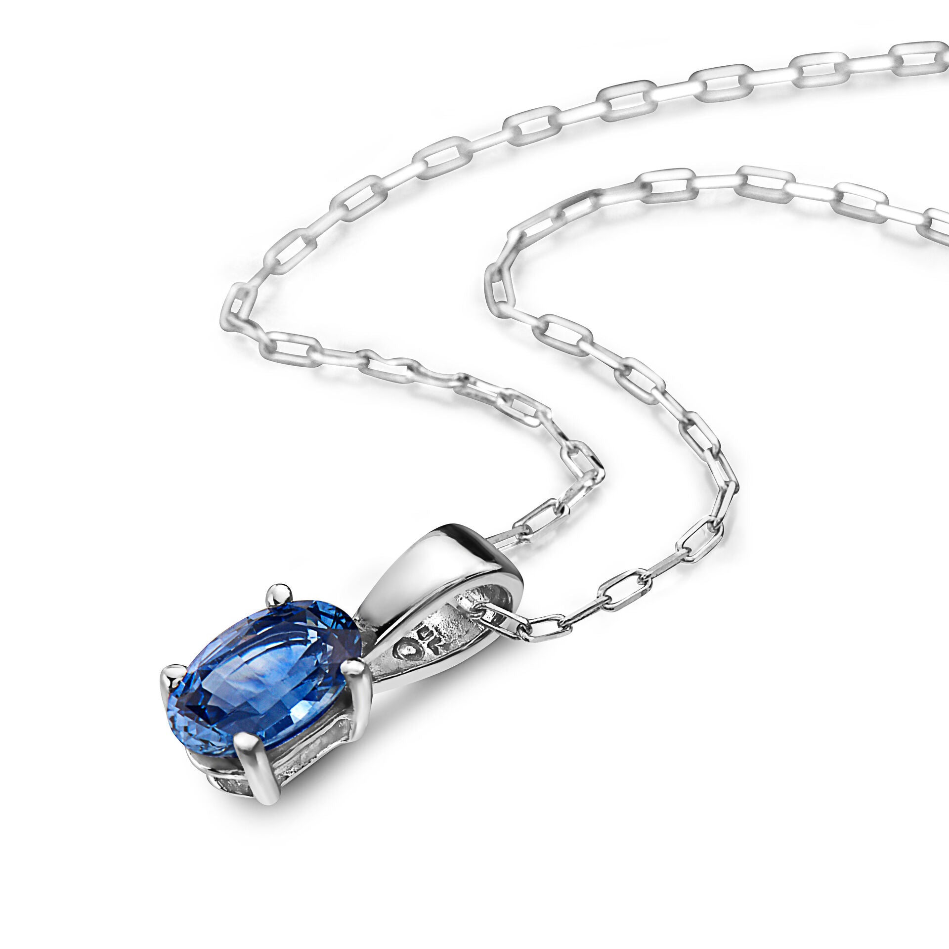 1/2 cts Blue Sapphire Necklace in 14K White Gold by Birthstone - BirthStone.com