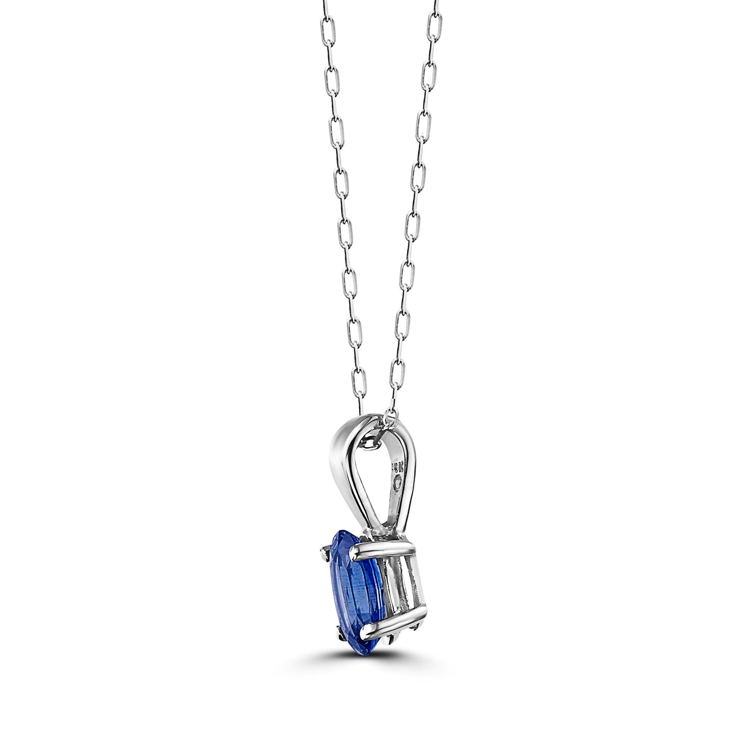 1/2 cts Blue Sapphire Necklace in 14K White Gold by Birthstone - BirthStone.com