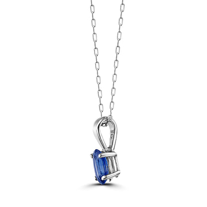 1/2 cts Blue Sapphire Necklace in 14K White Gold by Birthstone - BirthStone.com