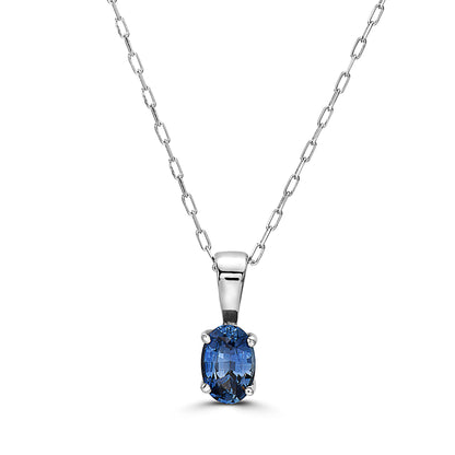 1/2 cts Blue Sapphire Necklace in 14K White Gold by Birthstone - BirthStone.com