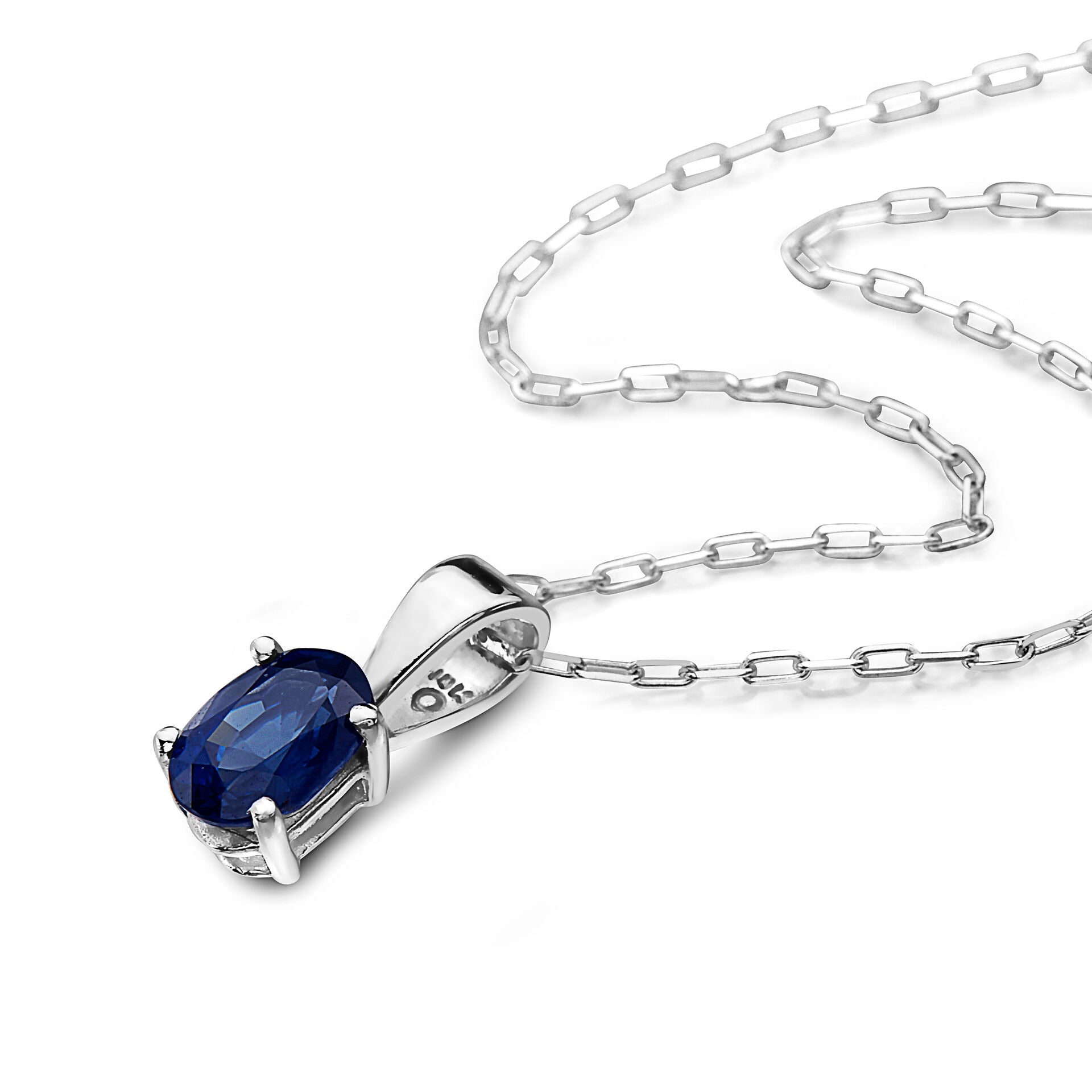 5/8 cts Blue Sapphire Necklace in 14K White Gold by Birthstone - BirthStone.com