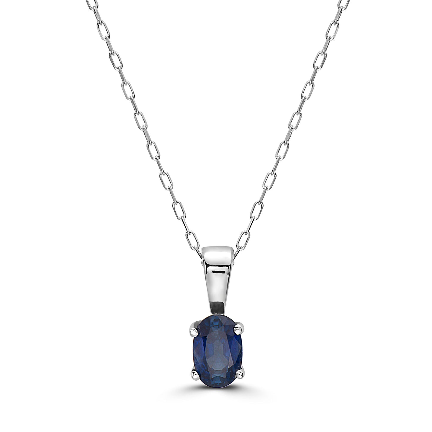 5/8 cts Blue Sapphire Necklace in 14K White Gold by Birthstone - BirthStone.com