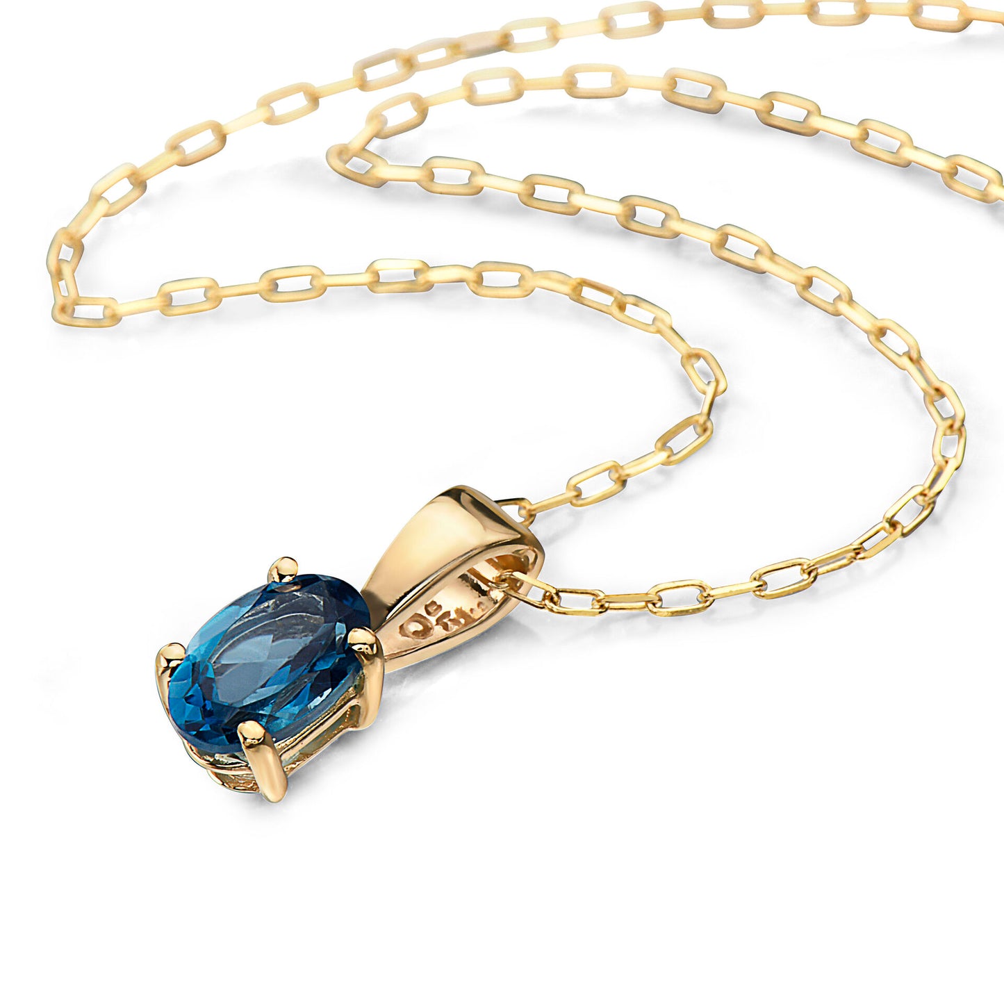 1/2 cts Blue London Blue Topaz Necklace in 14K Yellow Gold by Birthstone - BirthStone.com