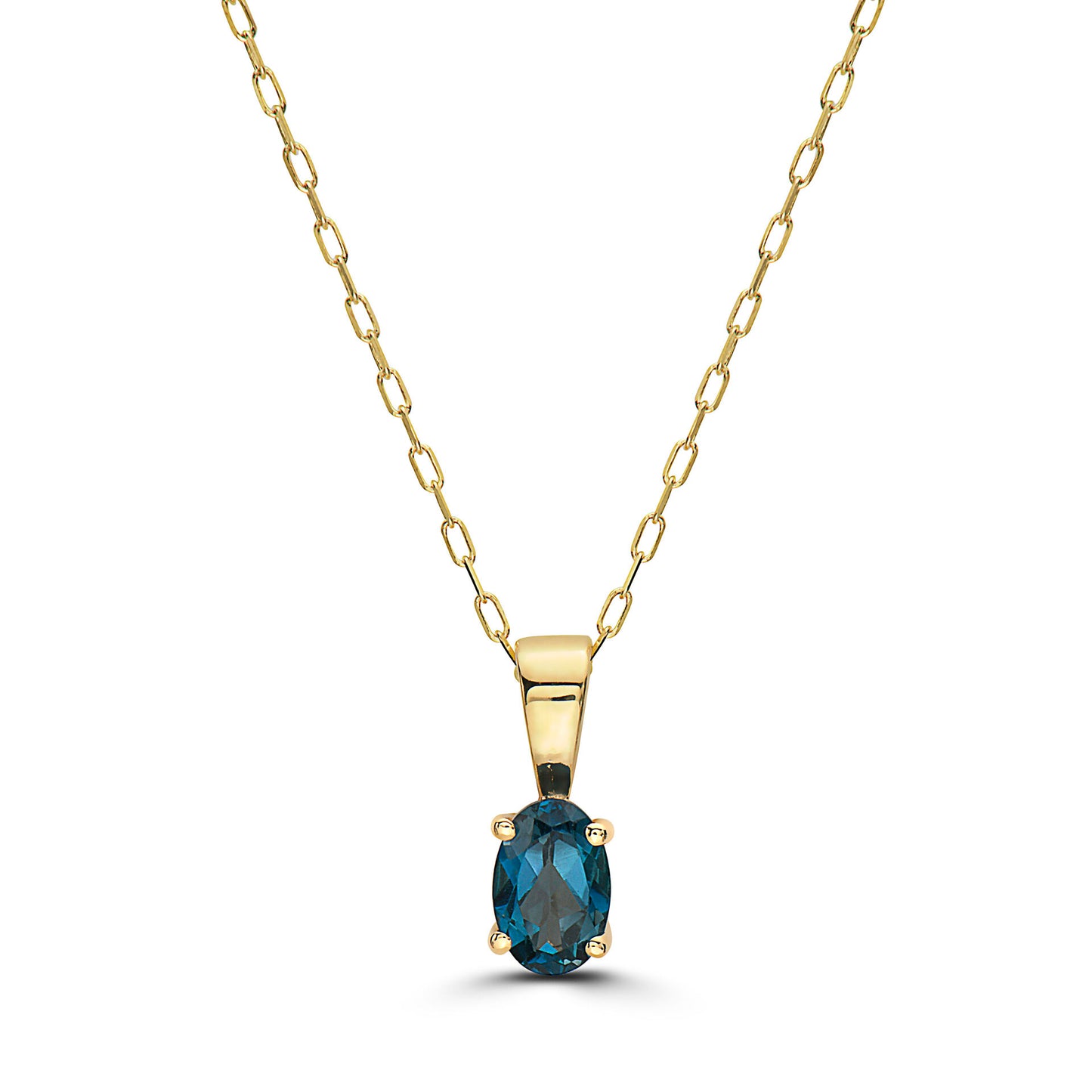 1/2 cts Blue London Blue Topaz Necklace in 14K Yellow Gold by Birthstone - BirthStone.com